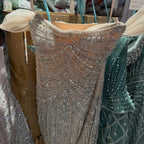 Custom Nude Off Shoulder Mermaid Beaded Evening Gown For Women