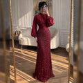 Serene Hill 2026 Elegant Mauve Muslim Evening Gowns Dubai High Neck Full Sleeve Formal Party Dress for Women DLA73676 Customized