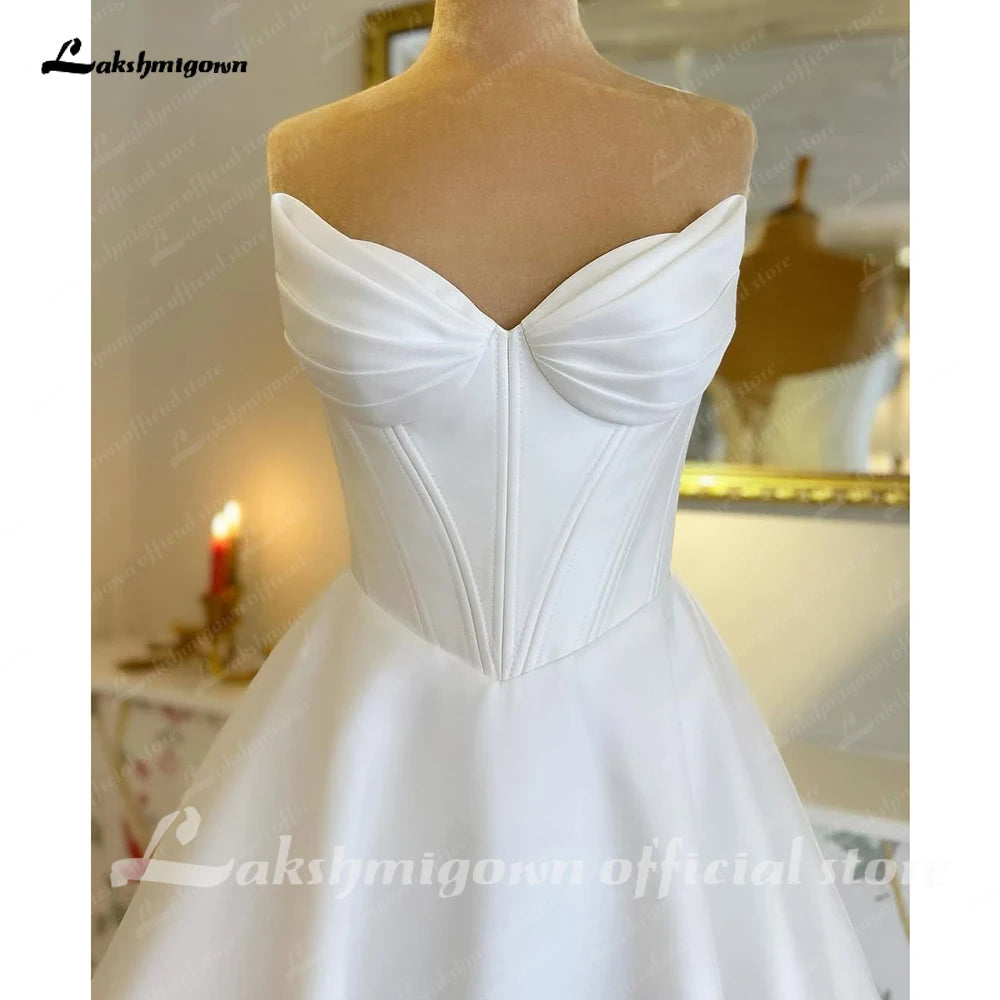 Lakshmigown Custom A Line Soft Satin Beach Bridal Wedding Gown