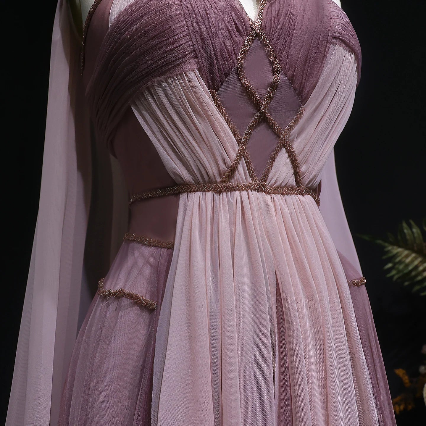 Sharon Said Ombre Pink Elegant Evening Dress with Cape Sleeve Criss Cross Halter Backless Women's Party Gowns SS309 Customized