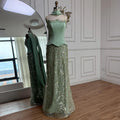 Luxury Sage Green   Beaded Mermaid Evening Dress LA73050C