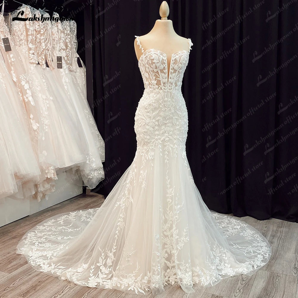 Custom Mermaid Wedding Dress Off Shoulder Court Train Bride