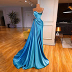 Lilac Evening Dress 2022 Beading One Shoulder Stones Ruched Sweep Train Robe De Soiree Women Pageant Party Gowns