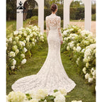 RoyceBridal Long Sleeve Floral Lace Mermaid Wedding Dress Custom