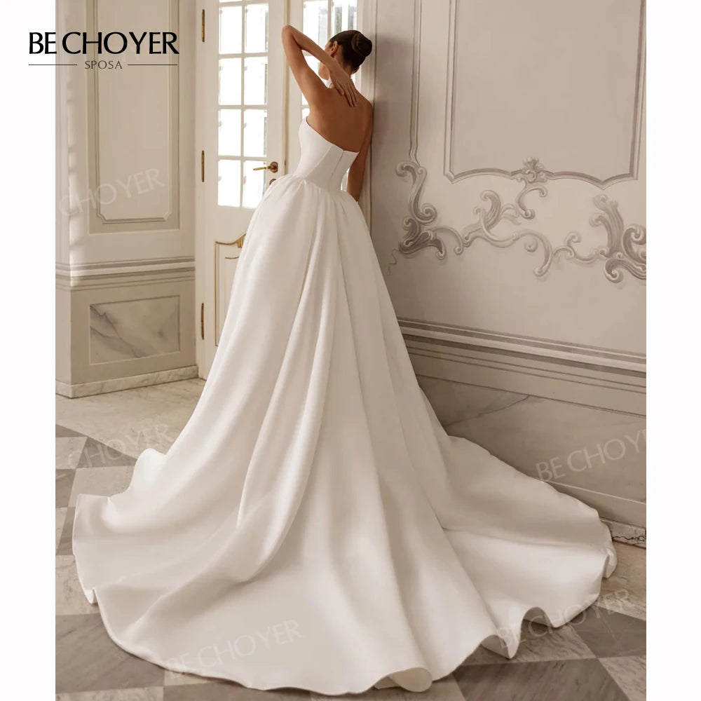 Elegant Vintage Wedding Dress Strapless Custom Princess Bride Gown