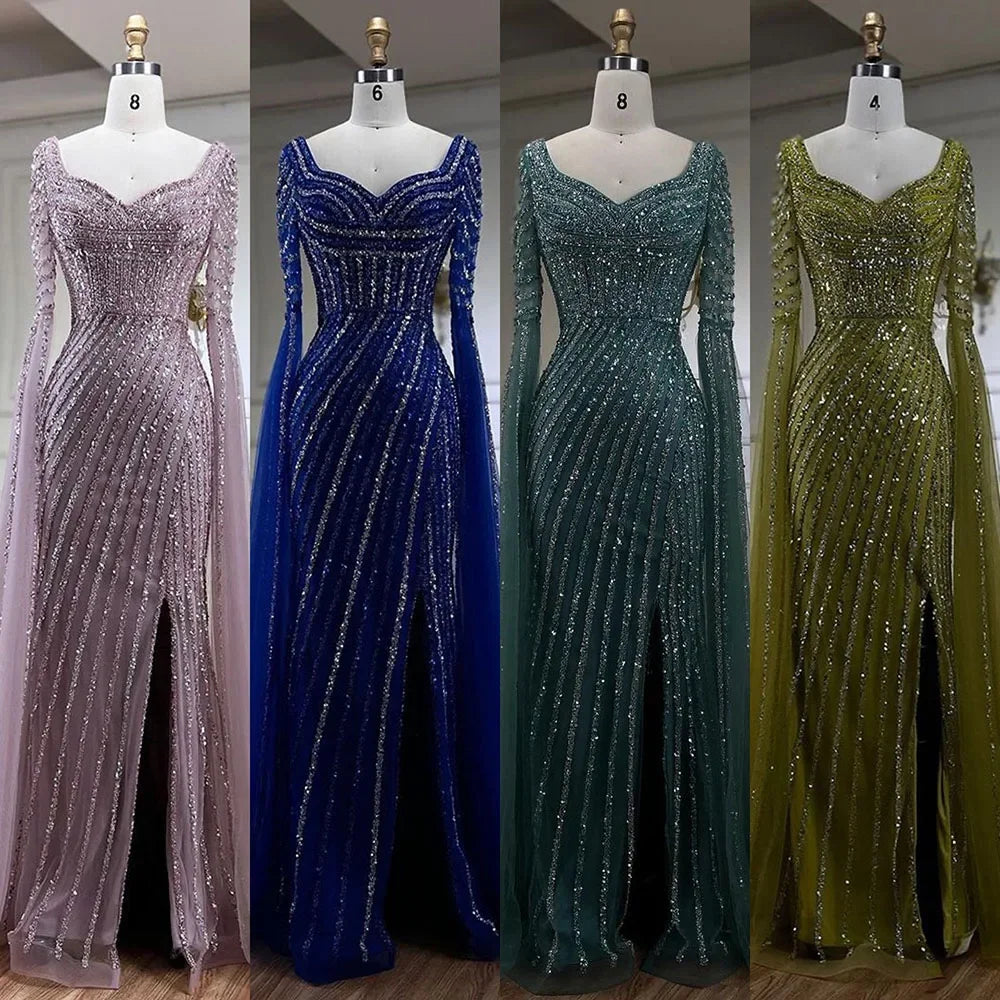 Turquoise Beaded Mermaid Evening Gown Sweetheart Overskirt Party Dress Women