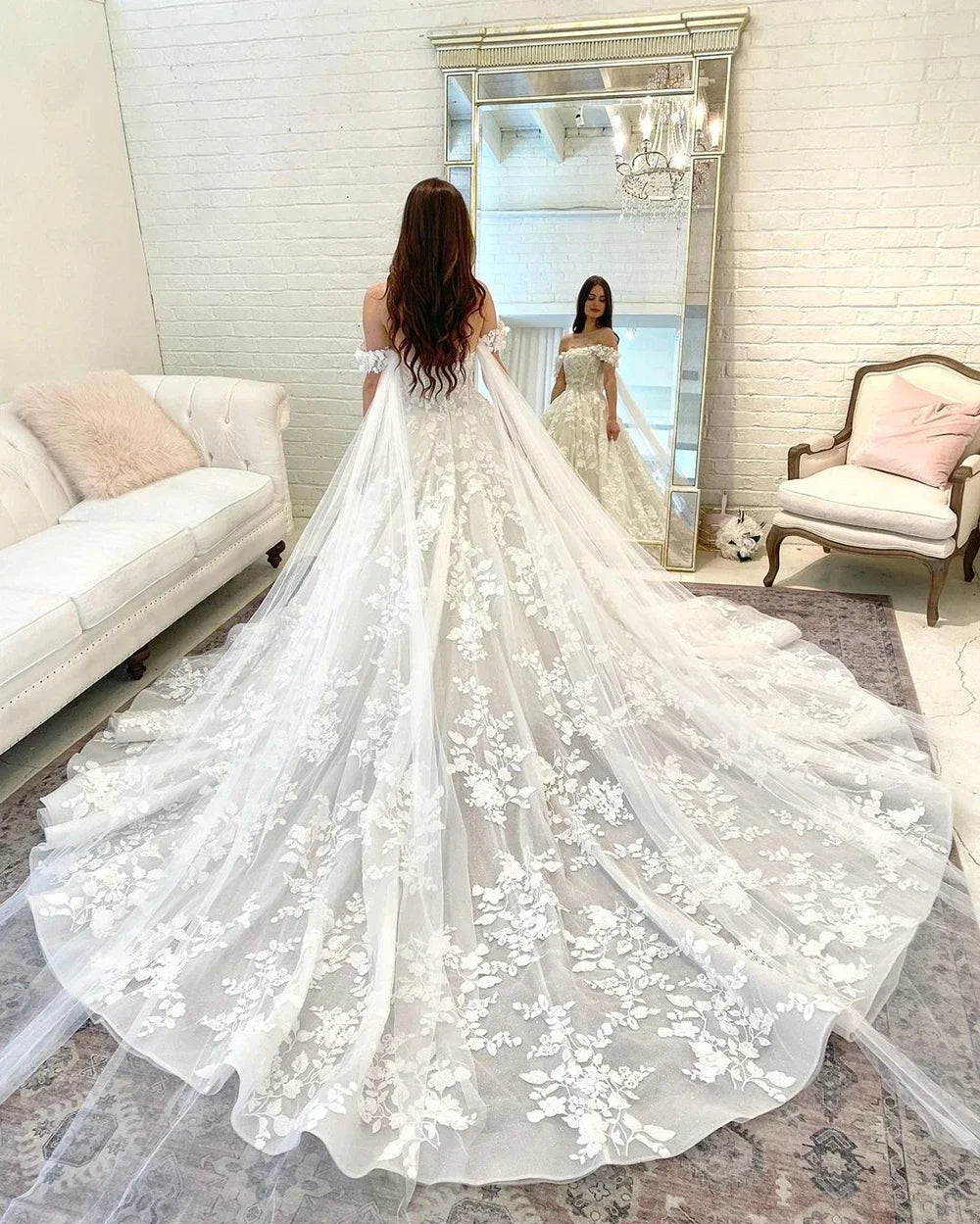 Lakshmigown Custom Lace Wedding Dress Off The Shoulder Bridal Gown