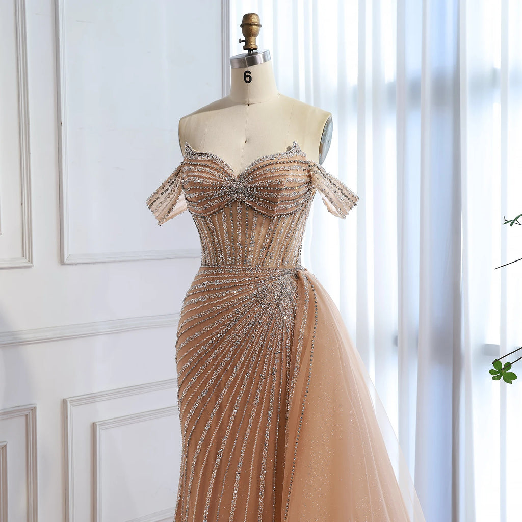 Serene Hill Customized Elegant Off The Shoulder Mermaid Evening Gown For Women
