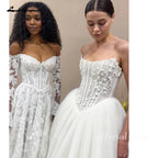 Strapless 3D Flower Wedding Gown Back Lace Up Floor Length Custom Bridal Dress