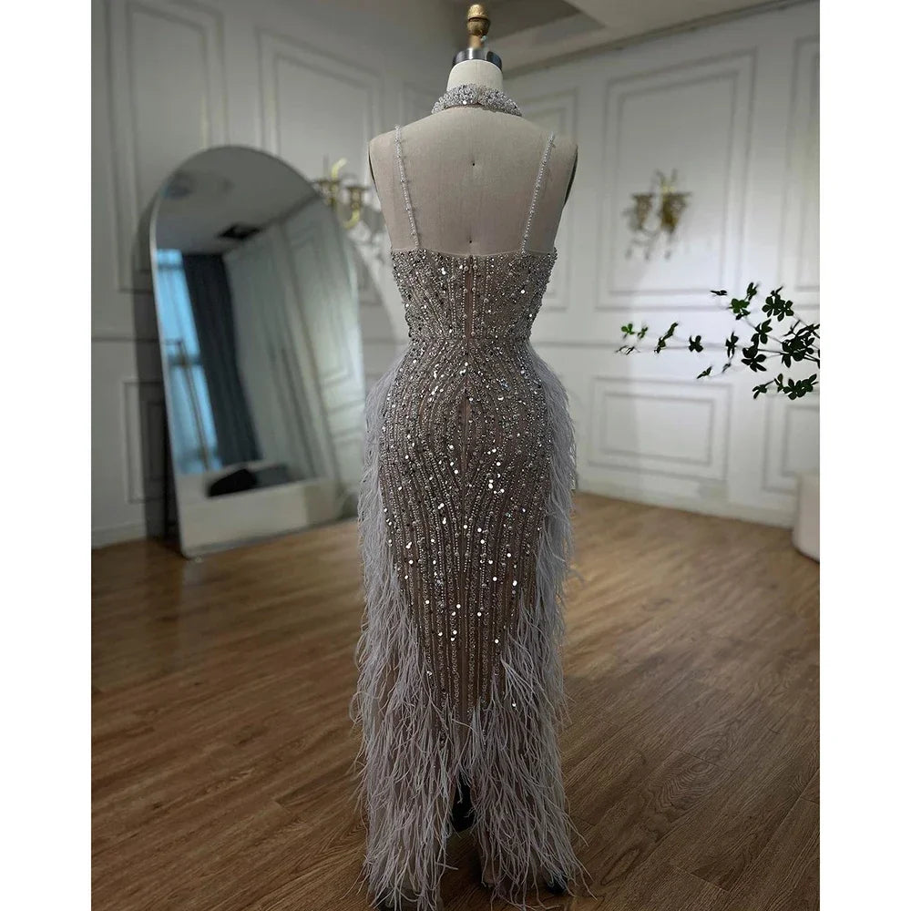 Serene Hill White Mermaid Beaded Wedding Evening Gown For Women