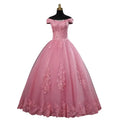 Schulterfreie lila Quinceañera-Kleider süßes Blumenfestkleid luxuriöse Applikationen Ballkleid echtes Foto Abschlussballkleid Boho Kleider