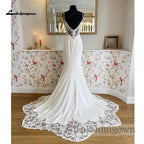 Custom Mermaid Wedding Dress Lace Satin Sweetheart Cathedral Gown