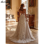 Custom Illusion Wedding Dress With Appliques Floor Length