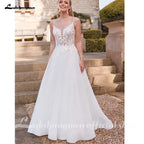 Custom Vintage Wedding Dress Spaghetti Strap V Neck Lace Bridal Gown