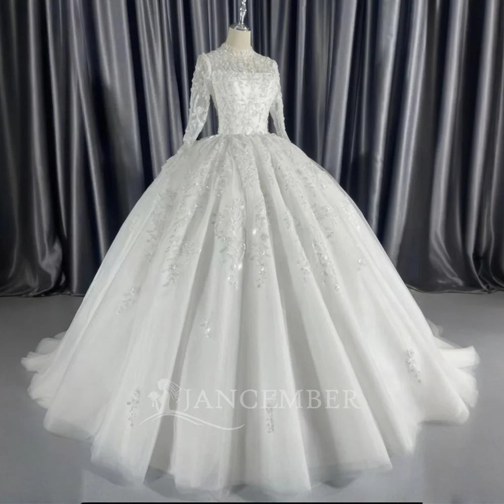 2026 Customized Ball Gown Wedding Dress Long Sleeve Plus Size Gown