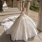 Aurora Custom Vintage Puffy A Line Long Sleeves Wedding Dress