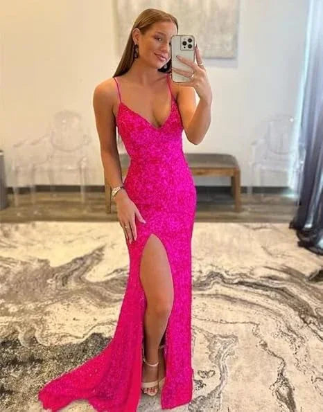 Abito da sera rosa elegante a sirena Abito da sera rosa Y7386