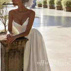 Lakshmigown Satin A-Line Wedding Dress Strapless V-Neck Customized
