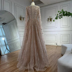 Custom Wine Red Cape Sleeves Beaded Evening Dress Women Formal A Line Gown