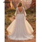 Custom A Line Plus Size Wedding Dress With Backless Tulle