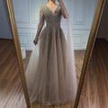 Serene Hill Pink Beaded A Line Evening Dress Cape Sleeves For Wedding Guests