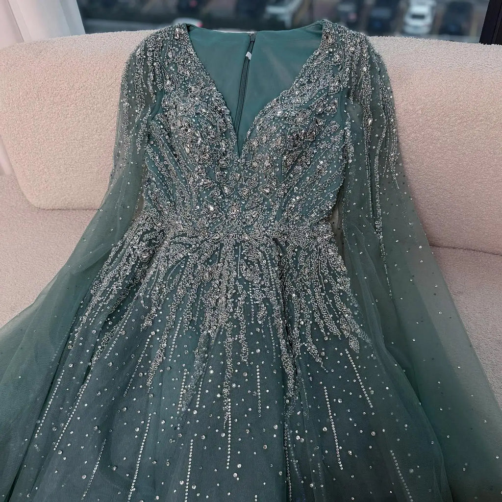 Serene Hill Pink Beaded A Line Evening Dress Cape Sleeves For Wedding Guests