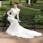 Custom Luxury Lace Mermaid Wedding Dress With Detachable Train