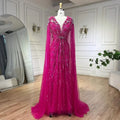 Custom Turquoise Beaded Mermaid Evening Dress With Cape Plus Size Women