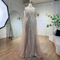 Serene Hill Custom Purple Mermaid Beaded Evening Dress With Cape Sleeves 2025