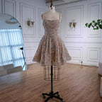 Serene Hill Nude A-Line Mini Evening Dress With Crystal Accents For Women