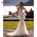 Sleeveless Mermaid Lace Wedding Dress Sweetheart Backless Custom Bridal Gown