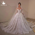 Aedmgh Custom Strapless Lace Beaded Sequined Bridal Ball Gown Wedding Dress