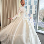 Custom Designed Elegant Wedding Dress High Neck Ball Gown Luxury Bridal