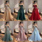 Elegant Green Mermaid Beaded Evening Gown Off Shoulder Party Dress