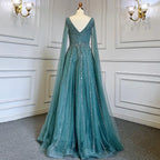 Luxury Custom Pink A Line Beaded Cape Sleeve Evening Dress Women Wedding