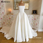 Lakshmigown Mikado Satin A Line Sleeveless Wedding Dress With Pockets