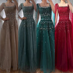 Red A Line Beaded Evening Dress For Women Cape Sleeve Custom Party Gown