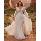 Custom A Line Plus Size Wedding Dress With Backless Tulle