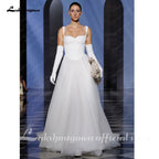 Ivory A-Line Strapless Tulle Wedding Dress Custom Boho Open Back Gown