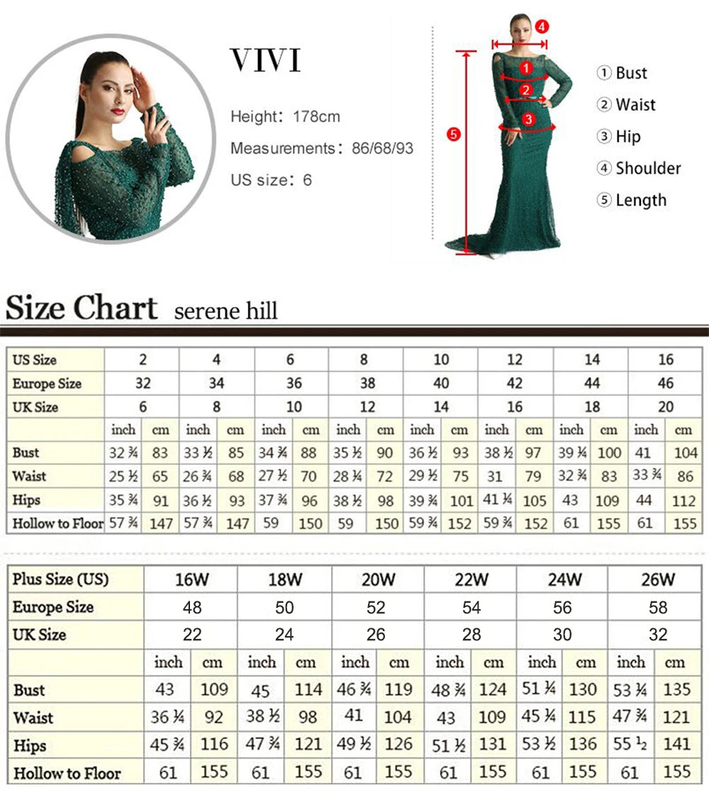 Serene Hill Customized Turquoise Mermaid Beaded Evening Dress Women Wedding