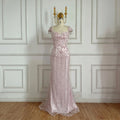 Pink Mermaid Beaded Evening Gown Customized Arabic Wedding Dress
