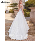 Custom Vintage Wedding Dress Spaghetti Strap V Neck Lace Bridal Gown