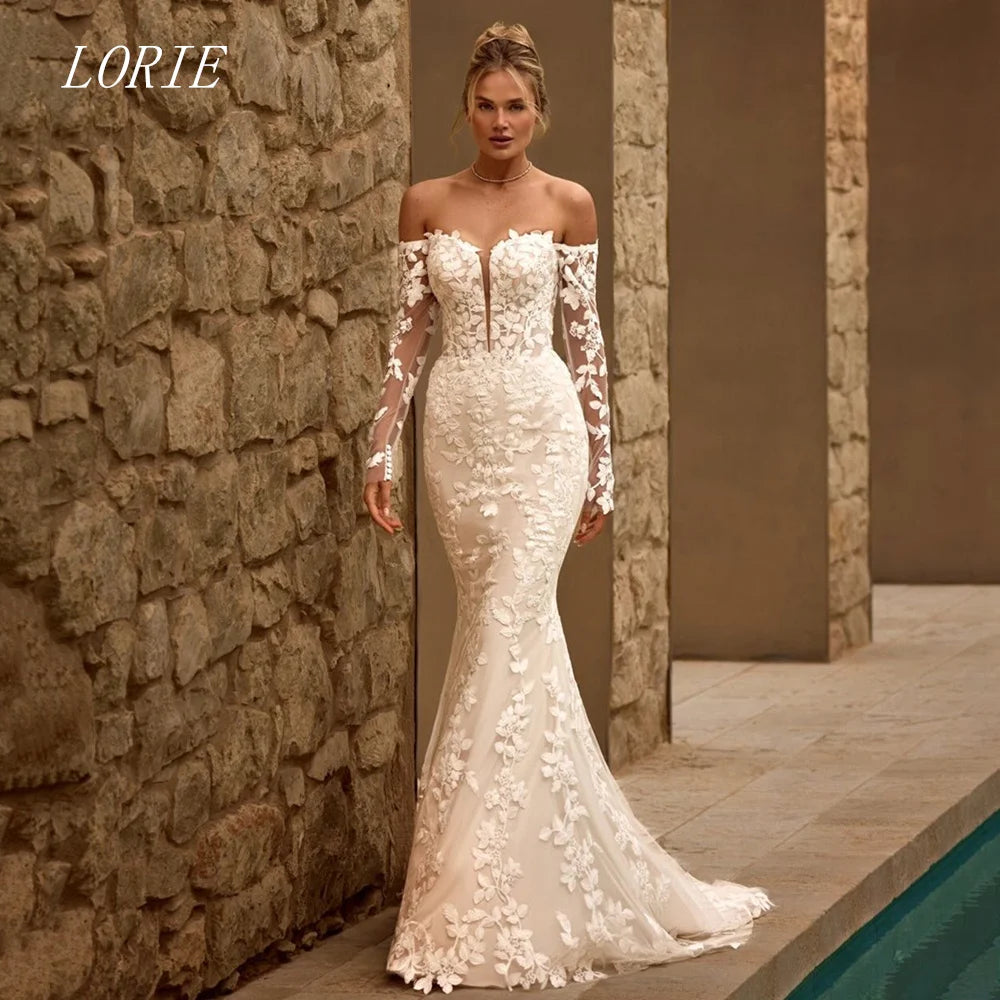 Lorie Luxury Mermaid Lace Applique Sweetheart Wedding Dress