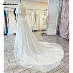 Lakshmigown Custom A Line Lace V Neck Boho Wedding Dress