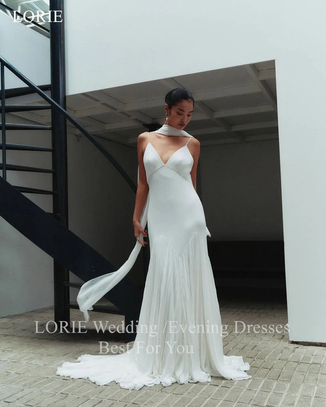 Lorie Sleeveless A Line Wedding Dress Chiffon Corset Bridal Gown 2025