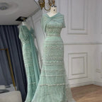 Serene Hill Custom Nude Mermaid Cape Evening Gown 2026