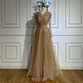 Customized Nude Beaded A Line Evening Dress For Arabian Wedding