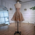 Serene Hill Nude A-Line Mini Evening Dress With Crystal Accents For Women