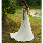 Lakshmigown Custom Chiffon Beach Wedding Dress Lace Up Back