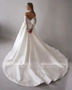 Custom Sweetheart Wedding Dress A Line Satin Skirt Backless Lace Bridal Gown
